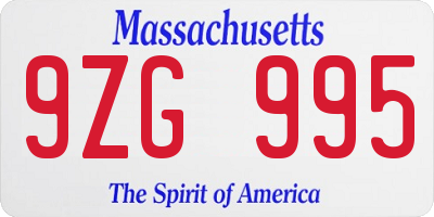 MA license plate 9ZG995