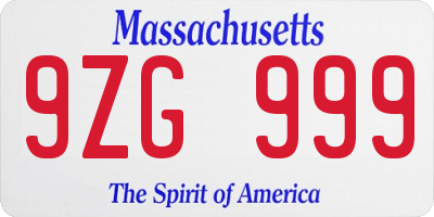 MA license plate 9ZG999
