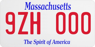 MA license plate 9ZH000