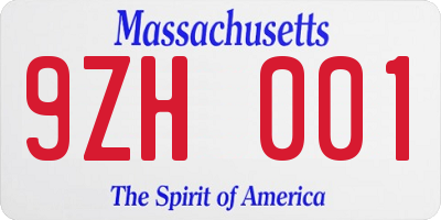 MA license plate 9ZH001