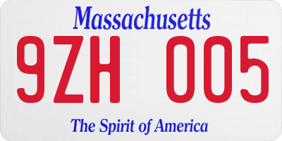 MA license plate 9ZH005