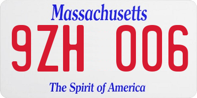 MA license plate 9ZH006