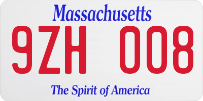 MA license plate 9ZH008