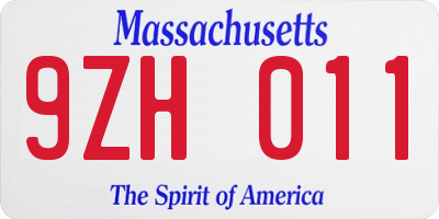 MA license plate 9ZH011