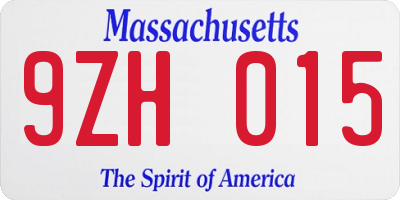 MA license plate 9ZH015