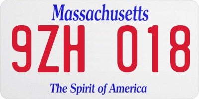 MA license plate 9ZH018