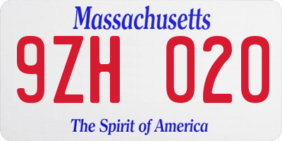 MA license plate 9ZH020