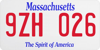 MA license plate 9ZH026