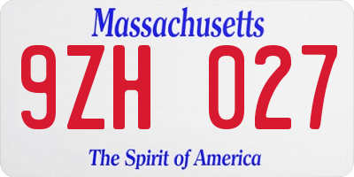 MA license plate 9ZH027