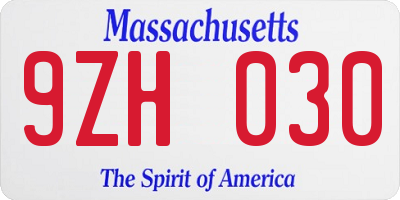 MA license plate 9ZH030