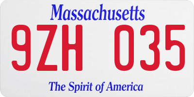 MA license plate 9ZH035