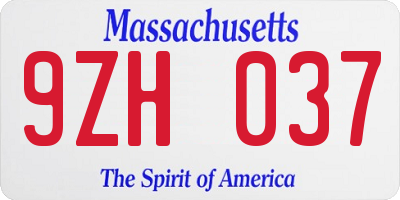 MA license plate 9ZH037