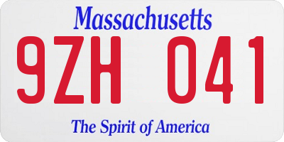 MA license plate 9ZH041