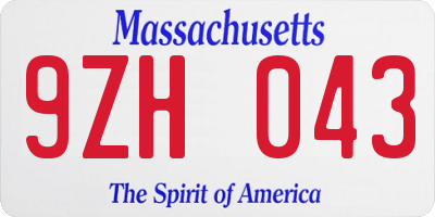 MA license plate 9ZH043