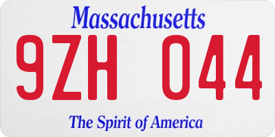 MA license plate 9ZH044