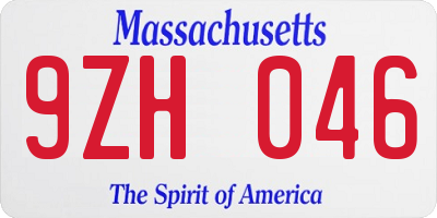 MA license plate 9ZH046