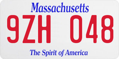 MA license plate 9ZH048