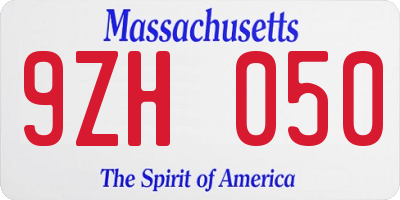 MA license plate 9ZH050