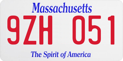 MA license plate 9ZH051