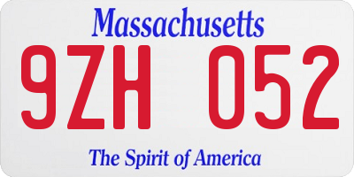 MA license plate 9ZH052