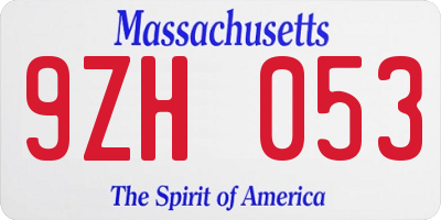 MA license plate 9ZH053