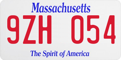 MA license plate 9ZH054