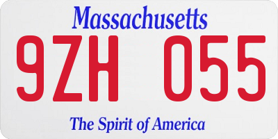 MA license plate 9ZH055