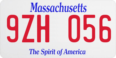 MA license plate 9ZH056