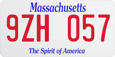 MA license plate 9ZH057