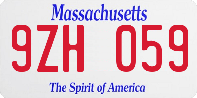 MA license plate 9ZH059