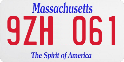 MA license plate 9ZH061