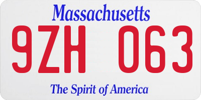 MA license plate 9ZH063