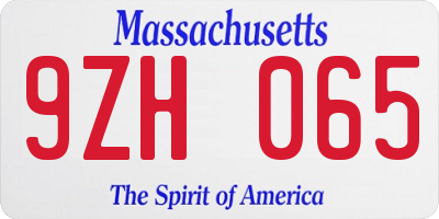 MA license plate 9ZH065