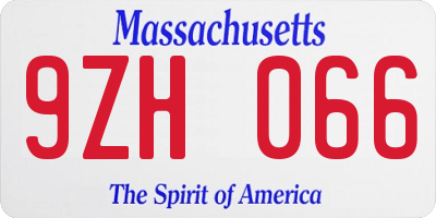 MA license plate 9ZH066
