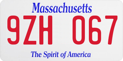 MA license plate 9ZH067