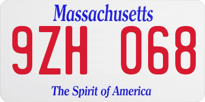 MA license plate 9ZH068