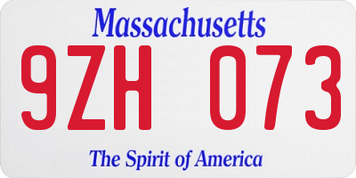 MA license plate 9ZH073