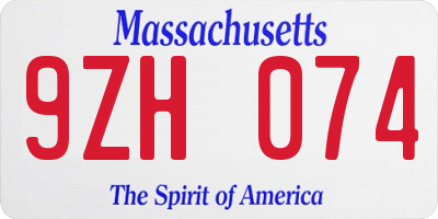 MA license plate 9ZH074