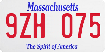 MA license plate 9ZH075