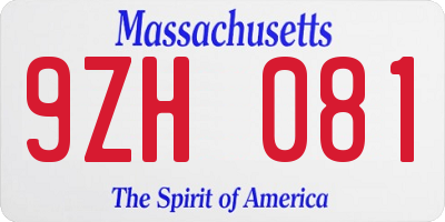 MA license plate 9ZH081