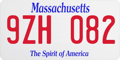 MA license plate 9ZH082