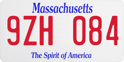 MA license plate 9ZH084