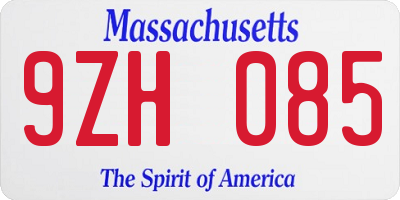 MA license plate 9ZH085