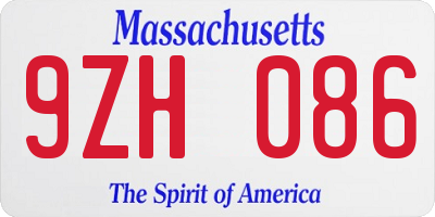 MA license plate 9ZH086