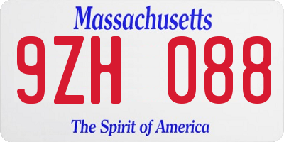 MA license plate 9ZH088