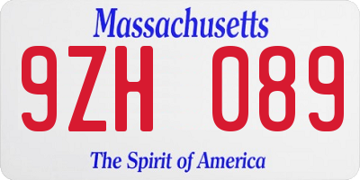 MA license plate 9ZH089