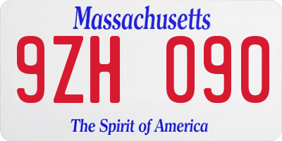 MA license plate 9ZH090