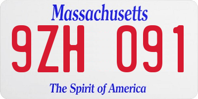 MA license plate 9ZH091