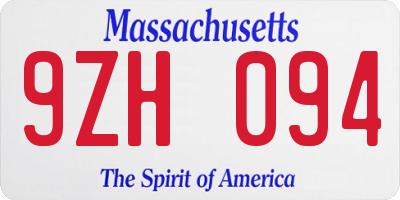 MA license plate 9ZH094