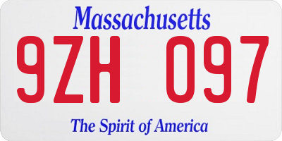 MA license plate 9ZH097